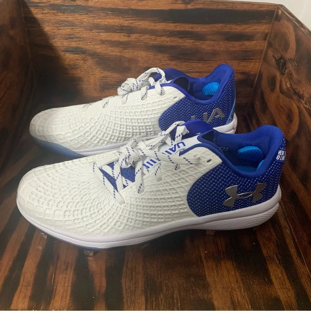 Under Armour UA Charged Glyde 2.0 MT Womens 12 White‎ Low Metal Softball Cleats
